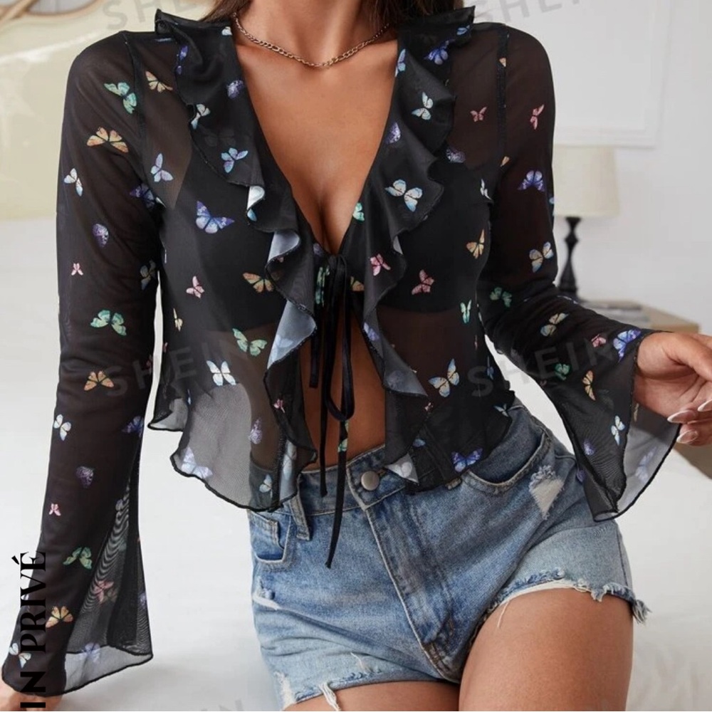 Sheer butterfly top